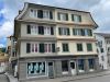 Aussenfassade-Malerarbeiten-Wohn-und-Geschaeftshaus-Heimatschutz-Beschriftung-Goldfarbe